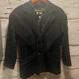 Vintage Suede Leather Fringe Jacket